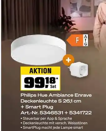 OBI Philips hue ambiance enrave deckenleuchte s 26,1 cm + smart plug Angebot