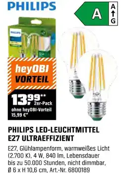 OBI Philips led-leuchtmittel e27 ultraeffizient Angebot