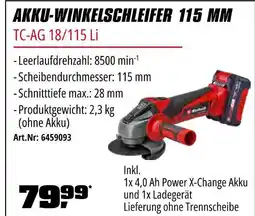 OBI Akku-winkelschleifer 115 mm tc-ag 18/115 li Angebot