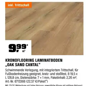 OBI Kronoflooring laminatboden 'oak sand cantal' Angebot