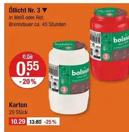 V Markt Bolsius öllicht nr. 3 Angebot