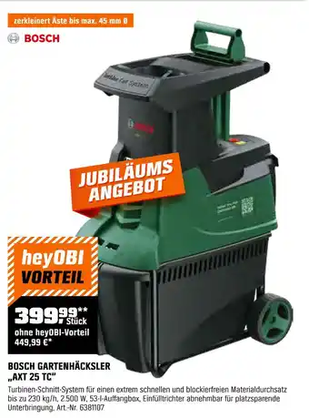 OBI Bosch bosch gartenhäcksler „axt 25 tc“ Angebot