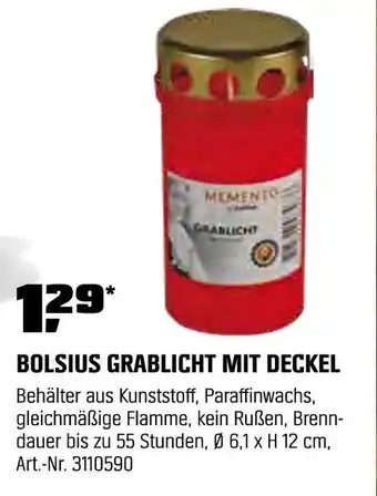 OBI Bolsius grablicht mit deckel Angebot