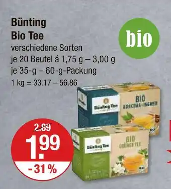 V Markt Bünting bio tee Angebot