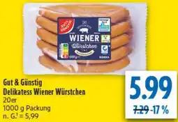 diska Gut & Günstig Delikatess Wiener Würstchen Angebot