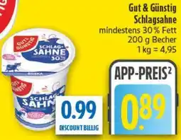 diska Gut & Günstig Schlagsahne Angebot