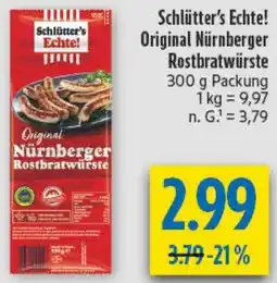 diska Schlütter's Echte! Original Nürnberger Rostbratwürste Angebot