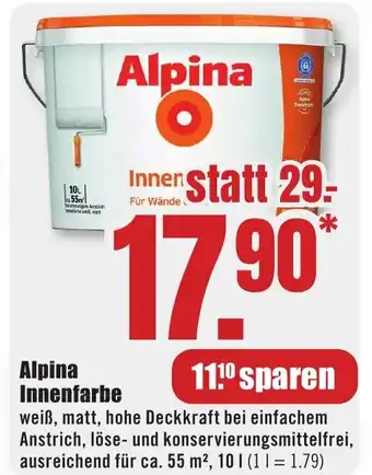 B1 Discount Baumarkt Alpina Innenfarbe Angebot