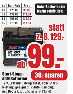 B1 Discount Baumarkt Start-Stopp- AGM Batterien Angebot