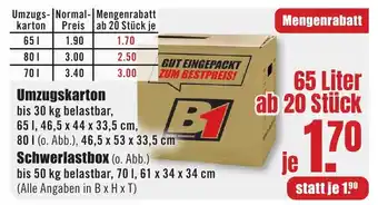 B1 Discount Baumarkt Umzugskarton Angebot