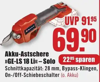 B1 Discount Baumarkt Einhell Akku-Astschere "GE-LS 18 Li"-Solo Angebot
