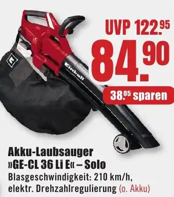 B1 Discount Baumarkt Einhell Akku-Laubsauger >>GE-CL 36 Li E« - Solo Angebot