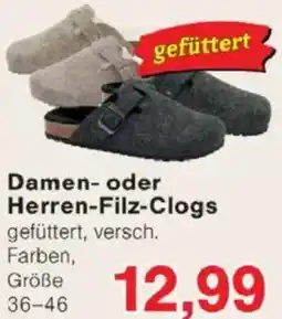 Jawoll Damen oder Herren-Filz-Clogs Angebot