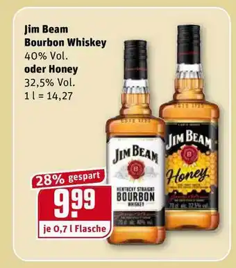 REWE Kaufpark Jim Beam Bourbon Whiskey Oder Honey 0,7L Angebot