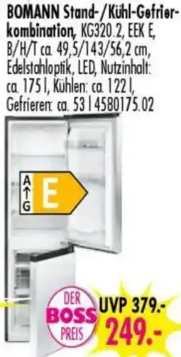 Möbel Boss BOMANN Stand-/Kühl-Gefrierkombination Angebot