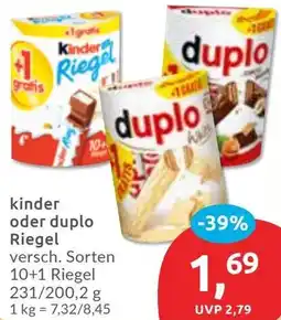 Budni kinder oder duplo Riegel Angebot