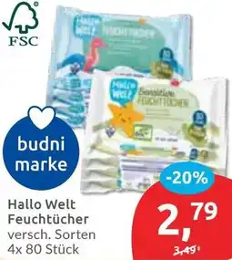 Budni Hallo Welt Feuchtücher Angebot