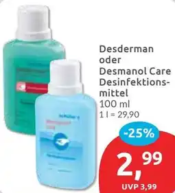 Budni Desderman oder Desmanol Care Desinfektionsmittel Angebot