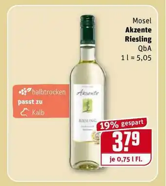 REWE Kaufpark Mosel Akzente Riesling 0,75L Angebot