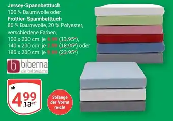 Globus Biberna Jersey-Spannbetttuch oder Frottier-Spannbetttuch Angebot