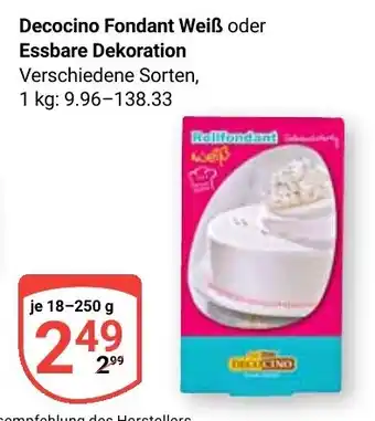 Globus Decocino Fondant Weiß oder Essbare Dekoration Angebot
