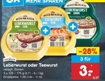 Netto Marken-Discount Leberwurst oder Teewurst Angebot