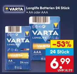 Netto Marken-Discount VARTA Longlife Batterien 24 Stück Angebot
