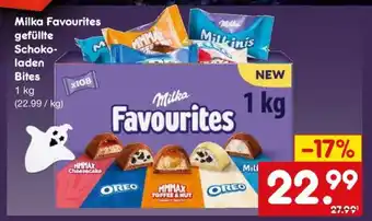 Netto Marken-Discount Milka Favourites gefüllte Schokoladen-Bites Angebot
