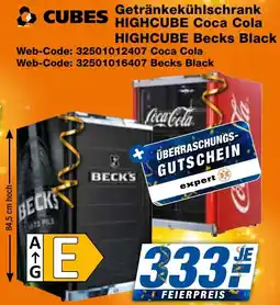 expert Techno Land CUBES Getränkekühlschrank HIGHCUBE Coca Cola HIGHCUBE Becks Black Angebot