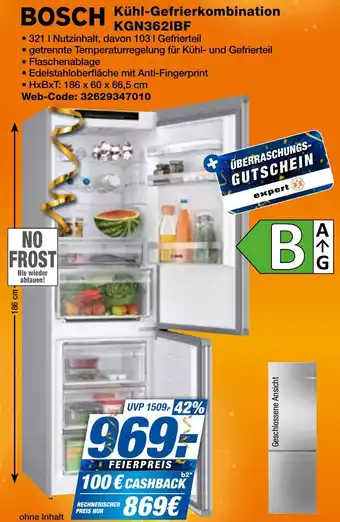 expert Techno Land BOSCH Kühl-Gefrierkombination KGN362IBF Angebot