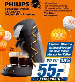 expert Techno Land PHILIPS Senseo Kaffeepad-System CSA220/60 Original Plus Premium Angebot