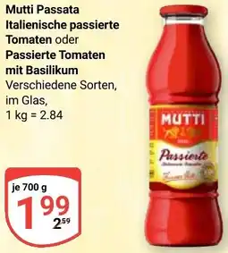 Globus Mutti Passata Italienische passierte Tomaten oder Passierte Tomaten mit Basilikum Angebot