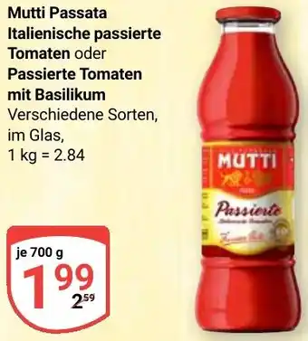 Globus Mutti Passata Italienische passierte Tomaten oder Passierte Tomaten mit Basilikum Angebot