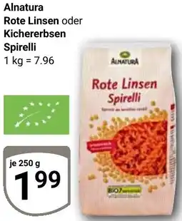 Globus Alnatura Rote Linsen oder Kichererbsen Spirelli Angebot