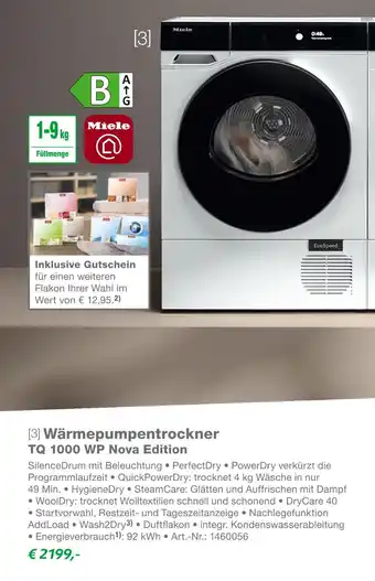 EP Miele wärmepumpentrockner tq 1000 wp nova edition Angebot
