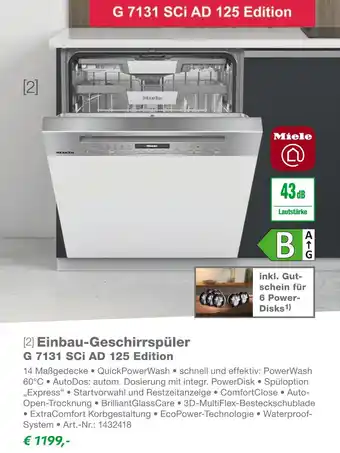 EP Miele einbau-geschirrspüler g 7131 sci ad 125 edition Angebot