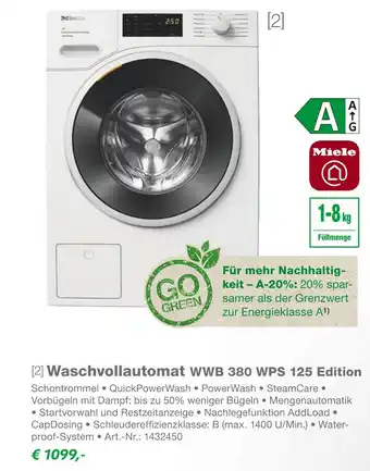 EP Miele waschvollautomat wwb 380 wps 125 edition Angebot