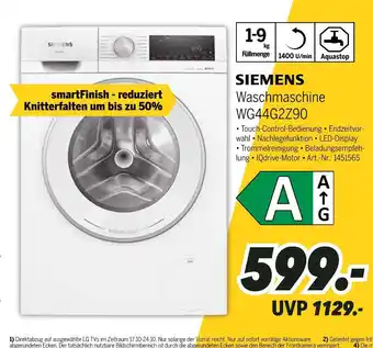 MEDIMAX Siemens waschmaschine wg44gz90 Angebot