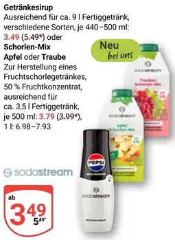 Globus Sodastream Getränkesirup oder Schorlen-Mix Apfel oder Traube Angebot