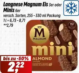 Simmel Langnese Magnum Eis 3er oder Minis 6er Angebot