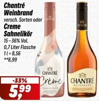Simmel Chantré Weinbrand oder Creme Sahnelikör Angebot