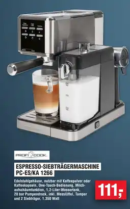 Handelshof PROFI COOK ESPRESSO-SIEBTRÄGERMASCHINE PC-ES/KA 1266 Angebot