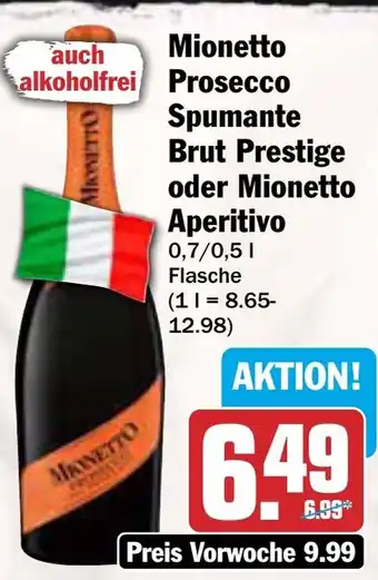 AEZ Mionetto Prosecco Spumante Brut Prestige oder Mionetto Aperitivo Angebot