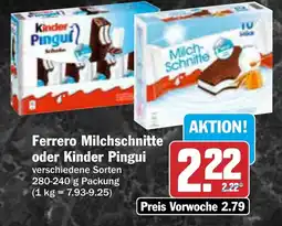 AEZ Ferrero Milchschnitte oder Kinder Pingui Angebot