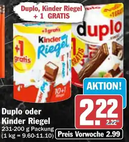 AEZ Duplo oder Kinder Riegel Angebot