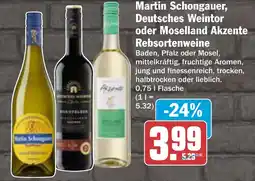AEZ Martin Schongauer, Deutsches Weintor oder Moselland Akzente Rebsortenweine Angebot