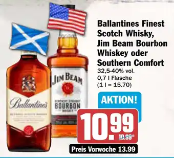 AEZ Ballantines Finest Scotch Whisky, Jim Beam Bourbon Whiskey oder Southern Comfort Angebot