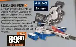 V Baumarkt Scheppach Kappzugsäge HM216 Angebot