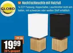 V Baumarkt GLOBO Nachtischleuchte mit Holzfuß Angebot