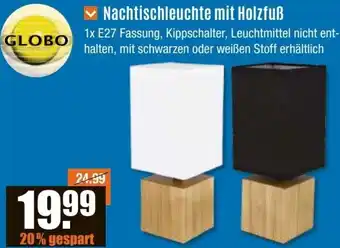 V Baumarkt GLOBO Nachtischleuchte mit Holzfuß Angebot
